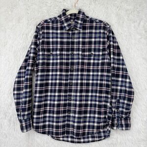 Jachs Shirt‎ Mens Medium Blue White Plaid Flannel Long Sleeve Button Down Cotton